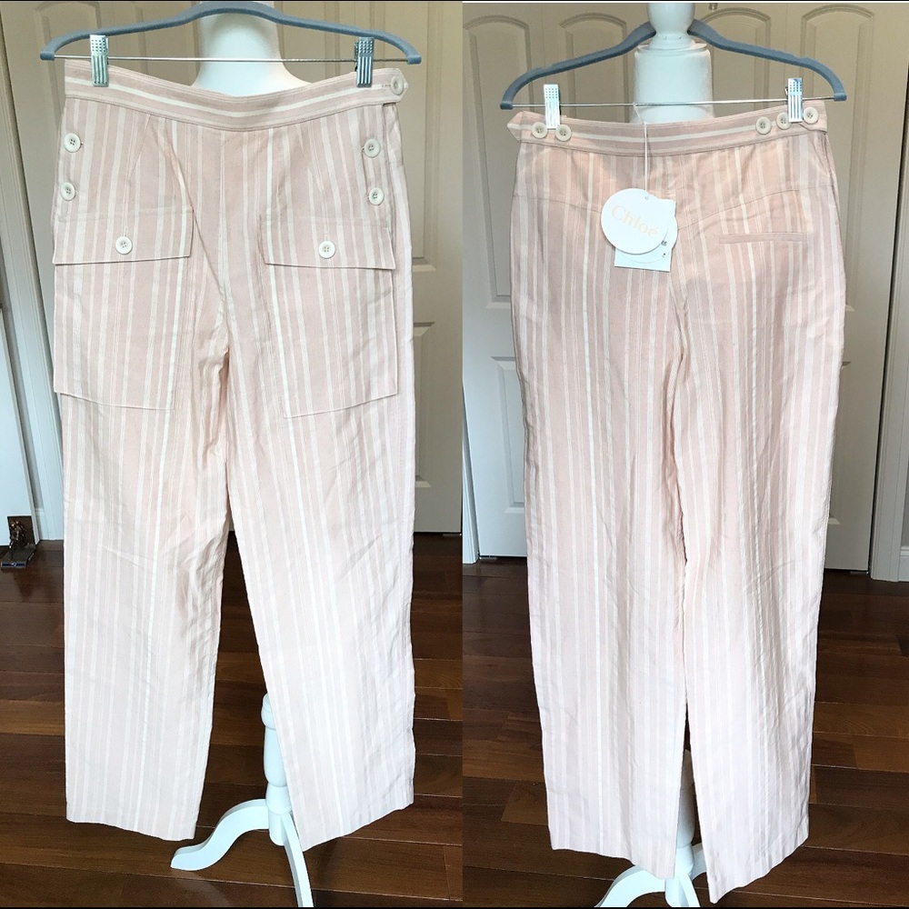NWT Chloe cotton striped trousers pants